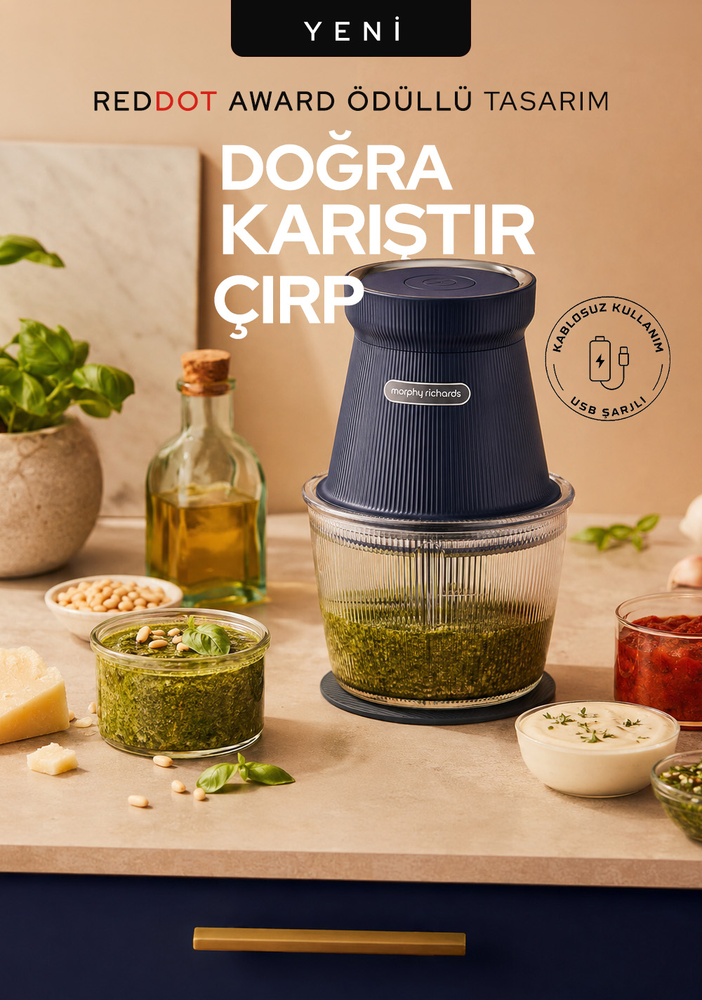 Morphy Richards Kablosuz Mini Doğrayıcı Rondo