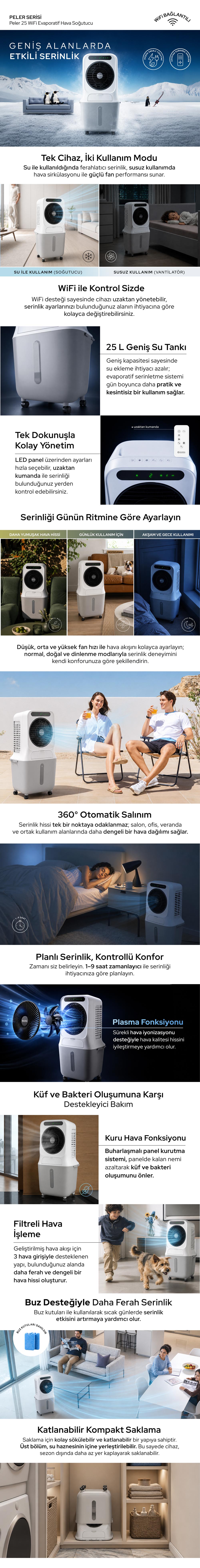 Peler 25 WiFi Evaporatif Hava Soğutucu