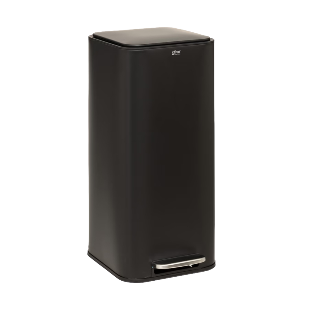 Delta 30 L Kare Pedallı Çöp Kovası Siyah ,Yavaş Kapanma, Metal Gövde ,Kolay Çıkarılabilir