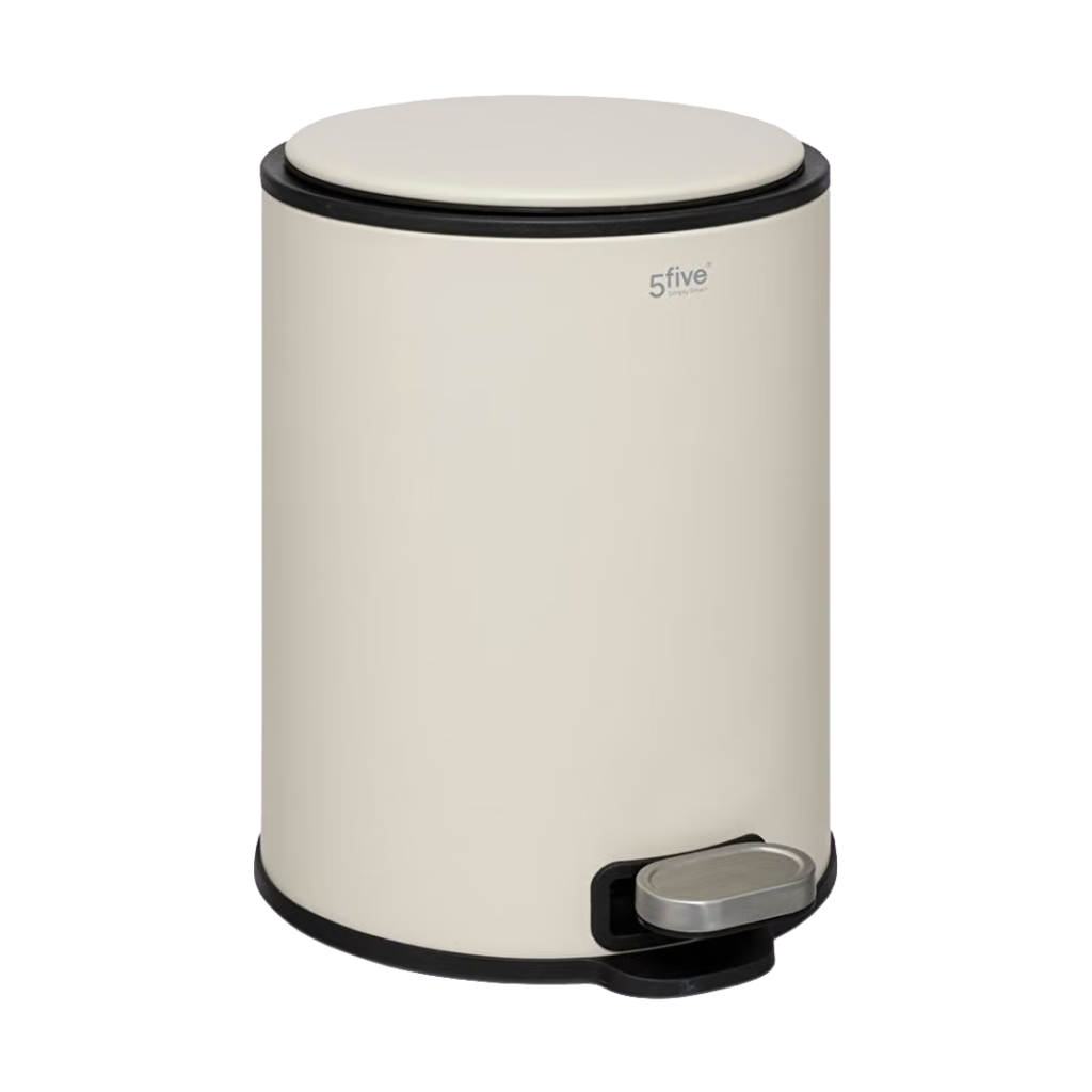 Delta Modern Metal Pedallı, 6 L Bej Renk Çöp Kovası, Temizlenir İç Hazneli, Soft Close