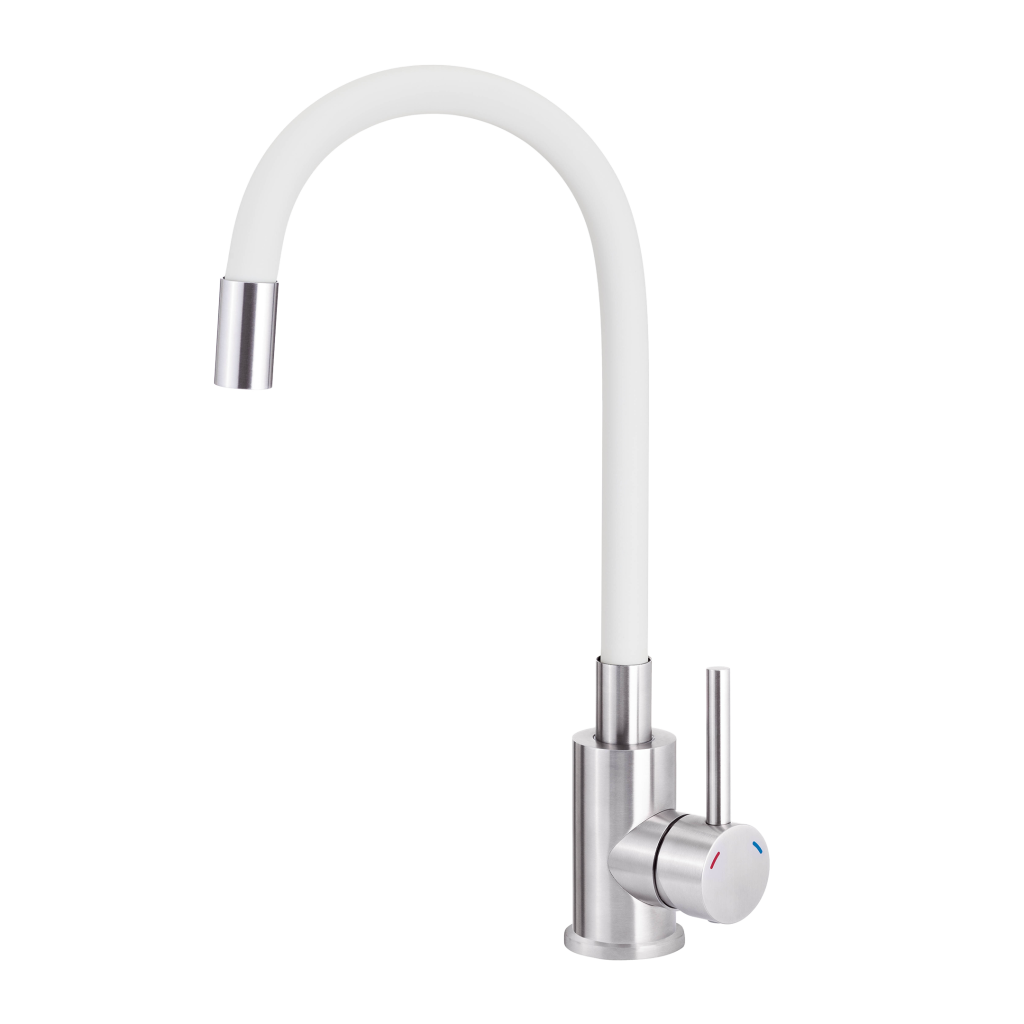 LUNO Beyaz Eviye Mutfak Bataryası, Esnek S-şekil, 360°, Su Tasarruflu, Seramik Kartuş